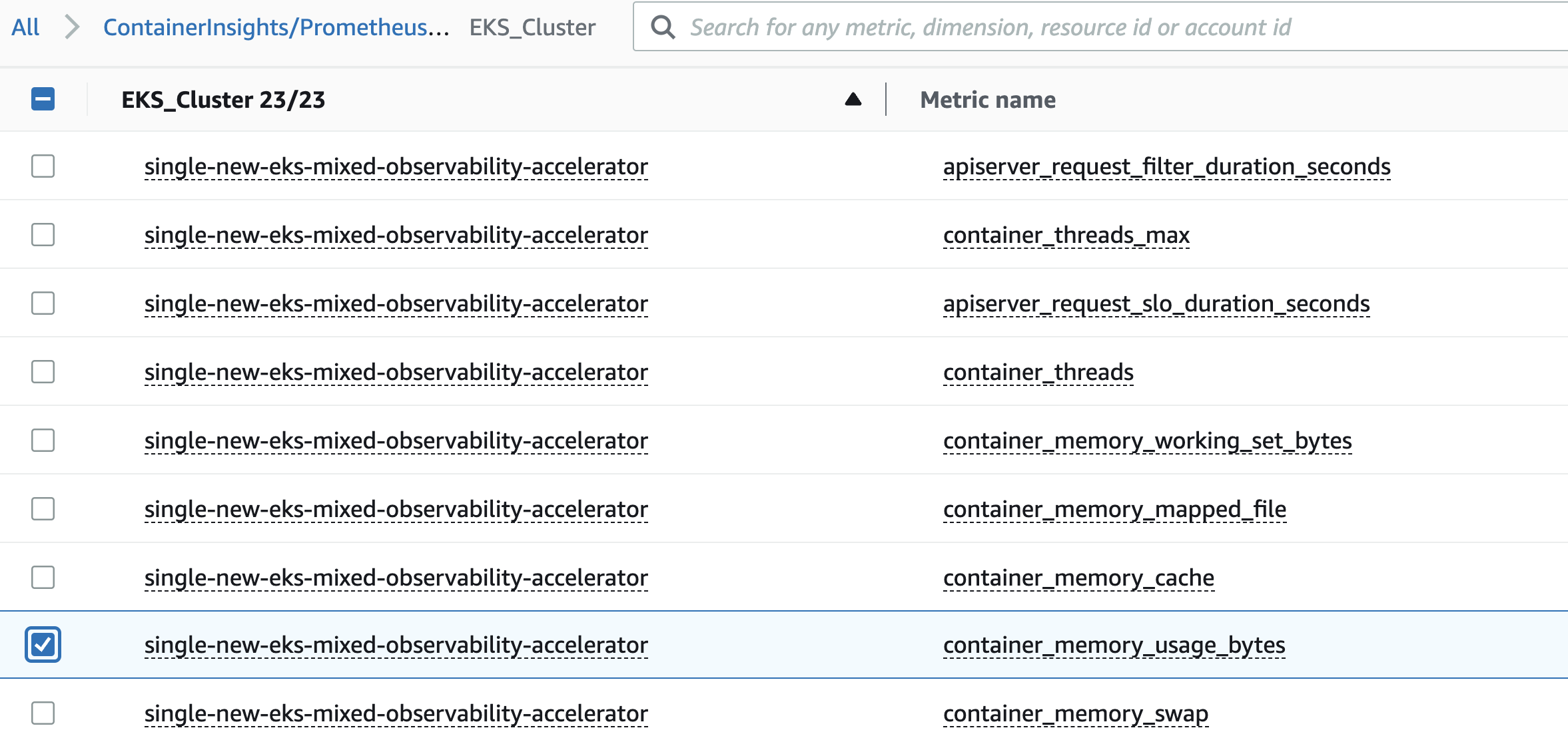 metric selectrion