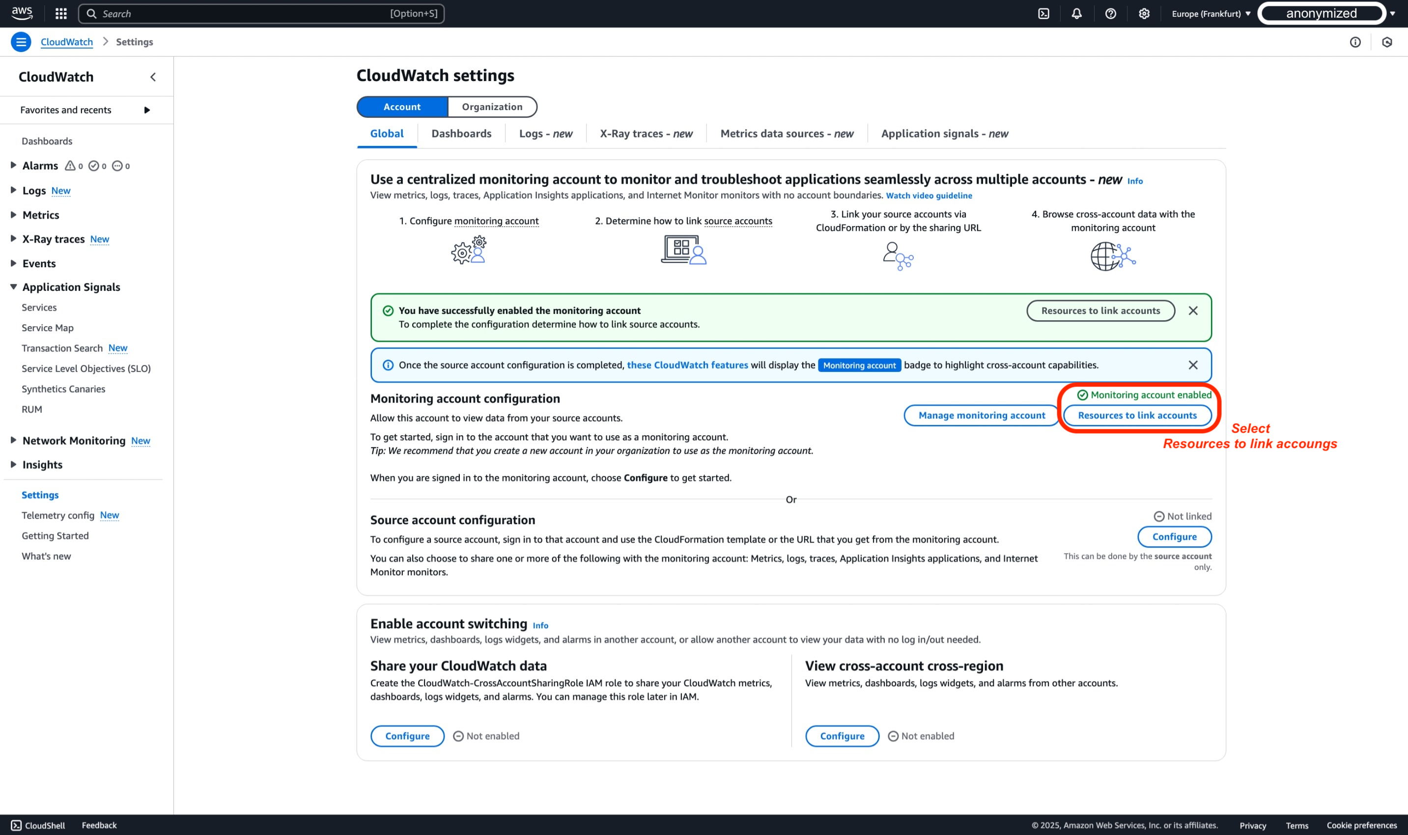 CloudWatch Cross-Account Observability Step 1 - 6