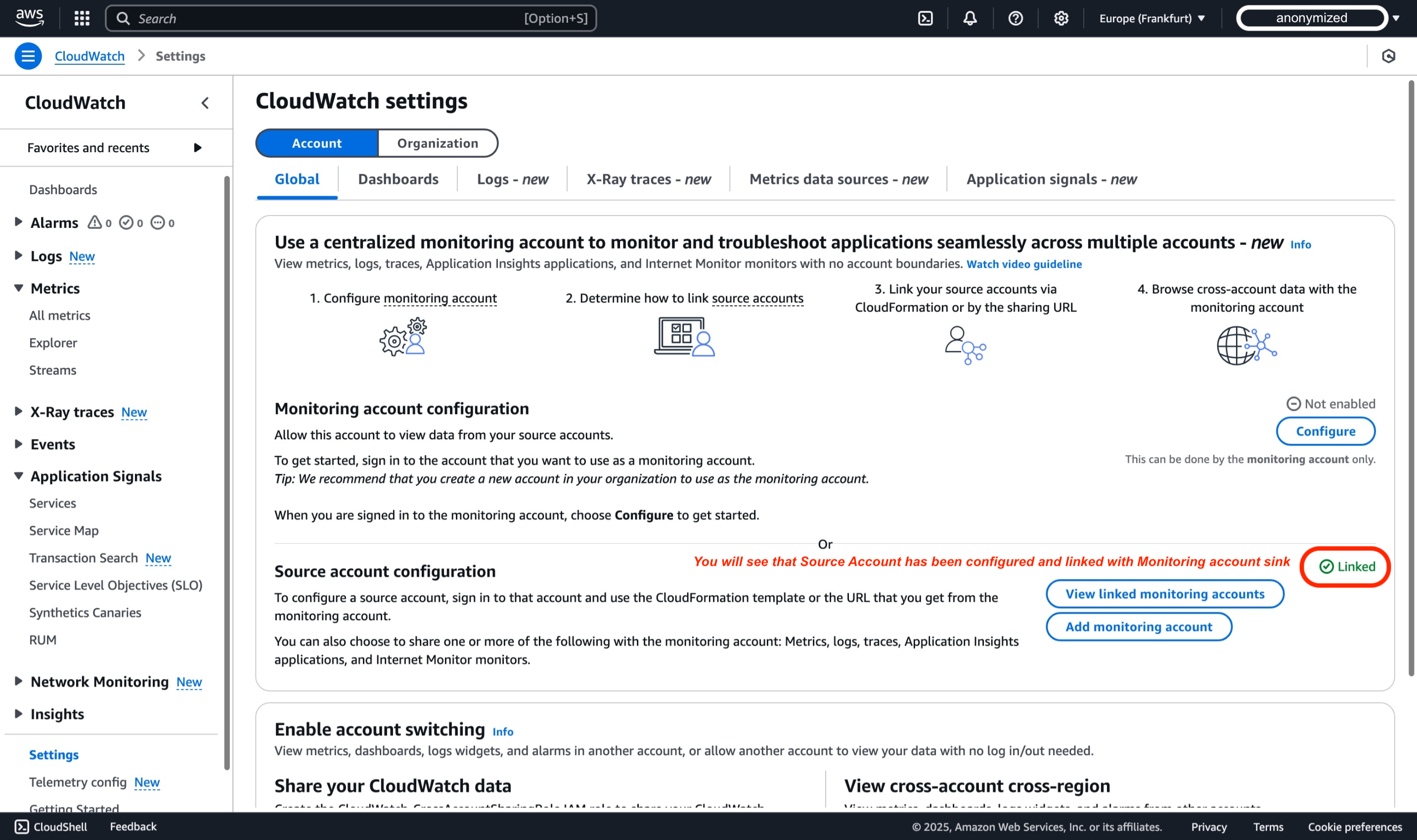 CloudWatch Cross-Account Observability Step 2 - 6