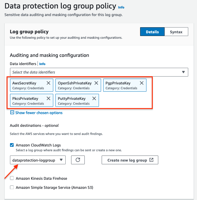 The CloudWatch Logs Data Protection for Credentials1