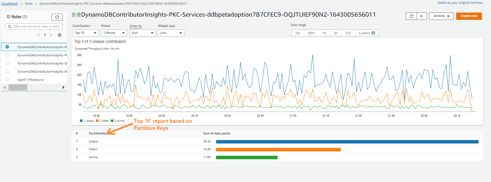 Preview of the CloudWatch Contributor Insights console