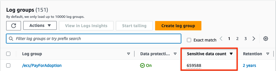 認証情報に対する CloudWatch Logs データ保護2