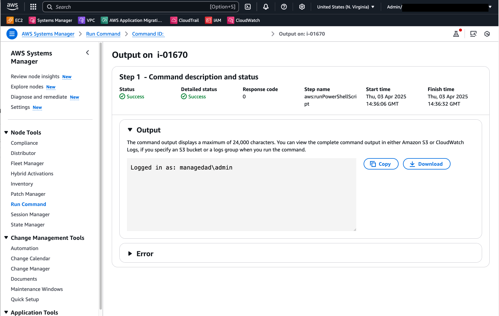 Run Command output with CredSSP