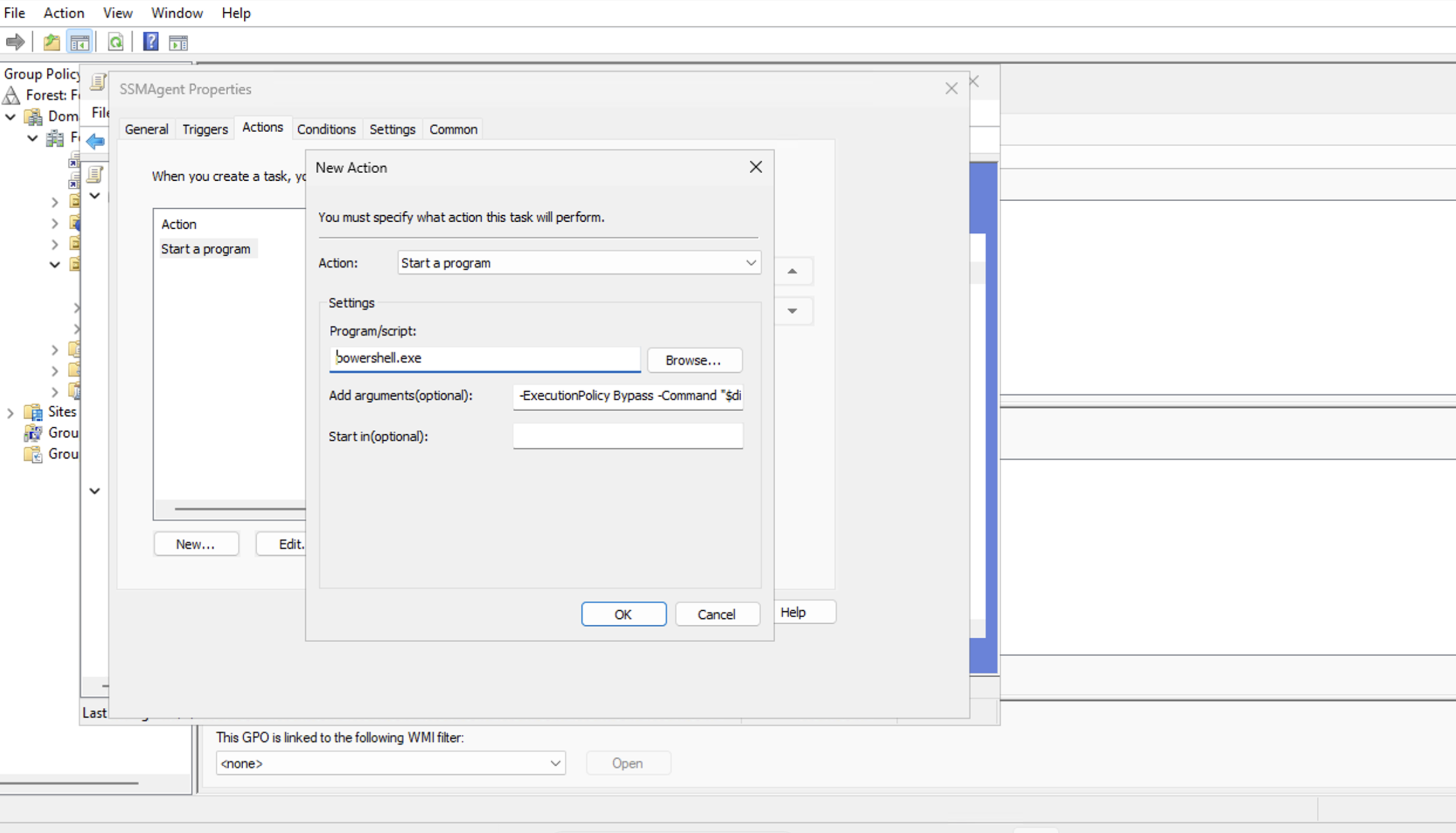 Task Manager screenshot for adding a new action Task Manager screenshot for adding a new action
