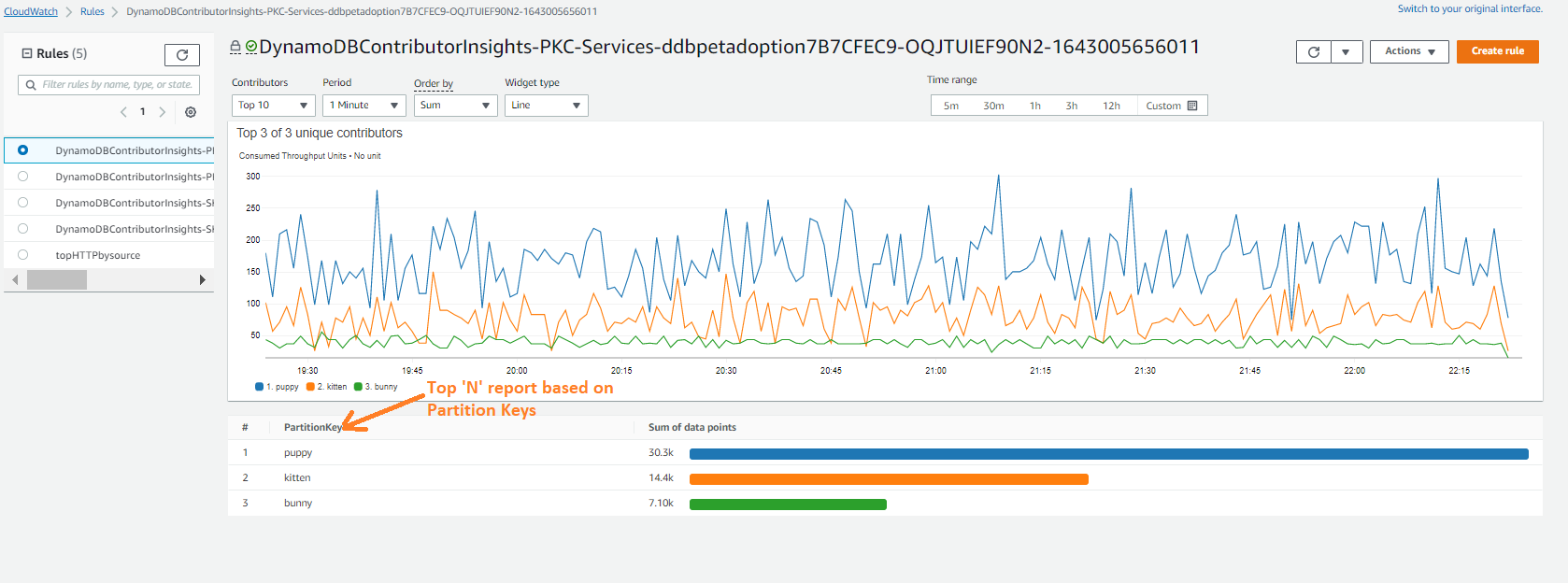 CloudWatch Contributor Insights 콘솔 미리보기