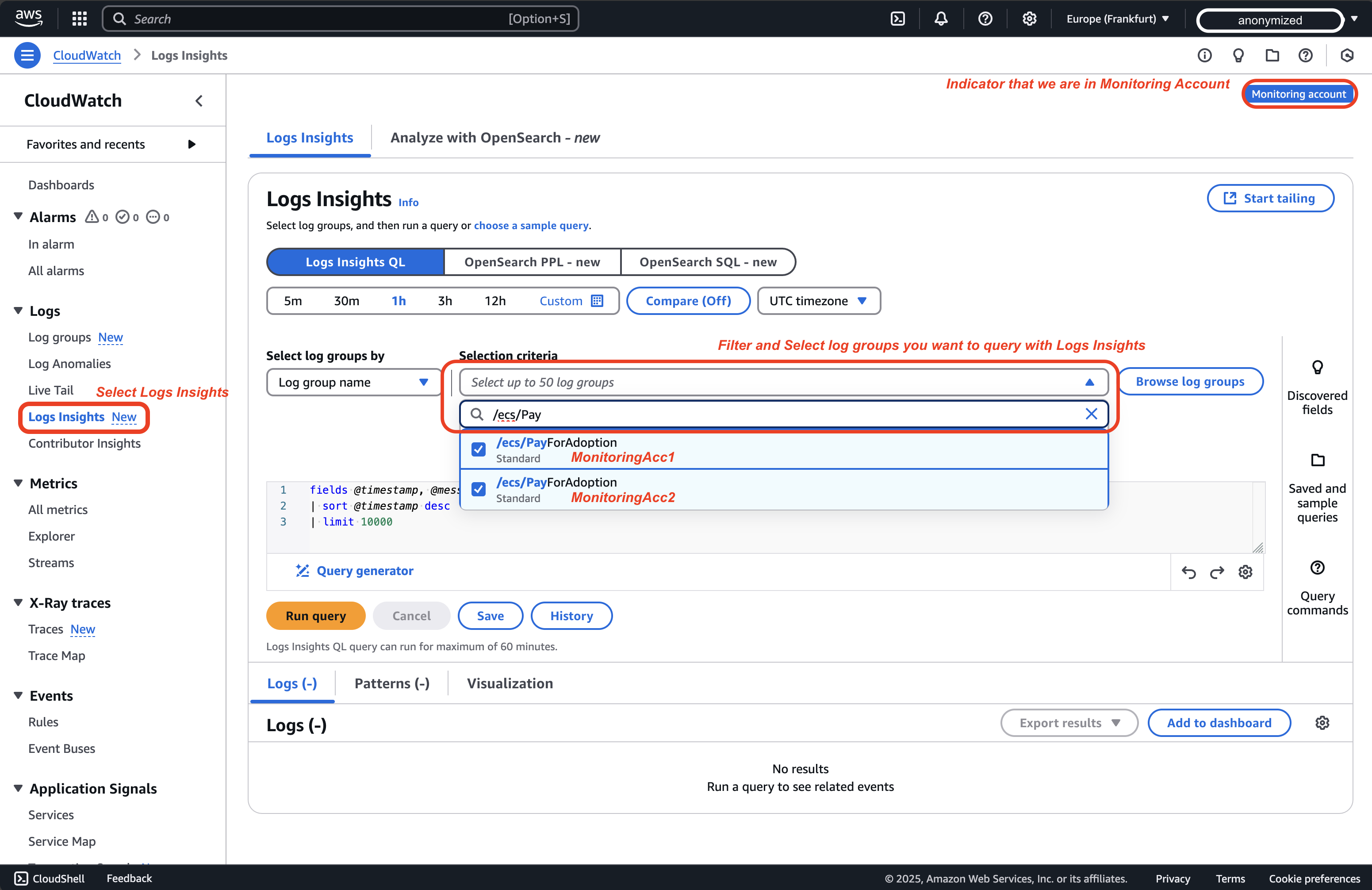 CloudWatch 크로스 계정 Observability 로그 조회 1