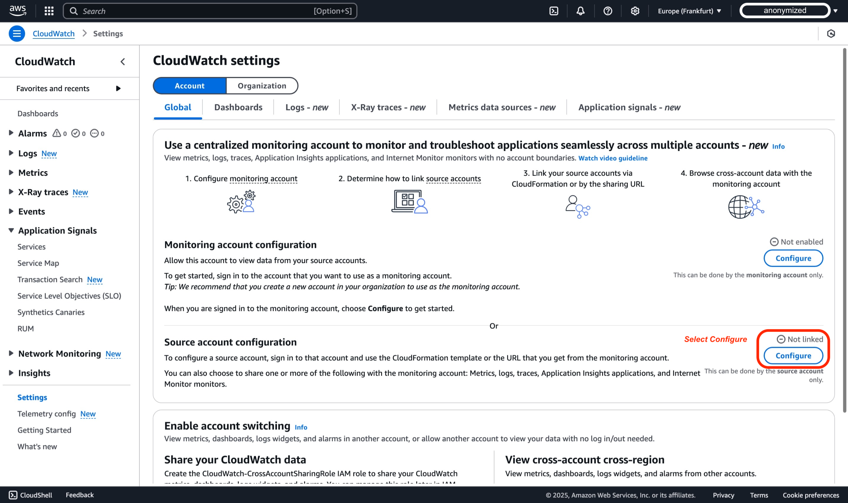 CloudWatch 크로스 계정 Observability 2단계 - 3