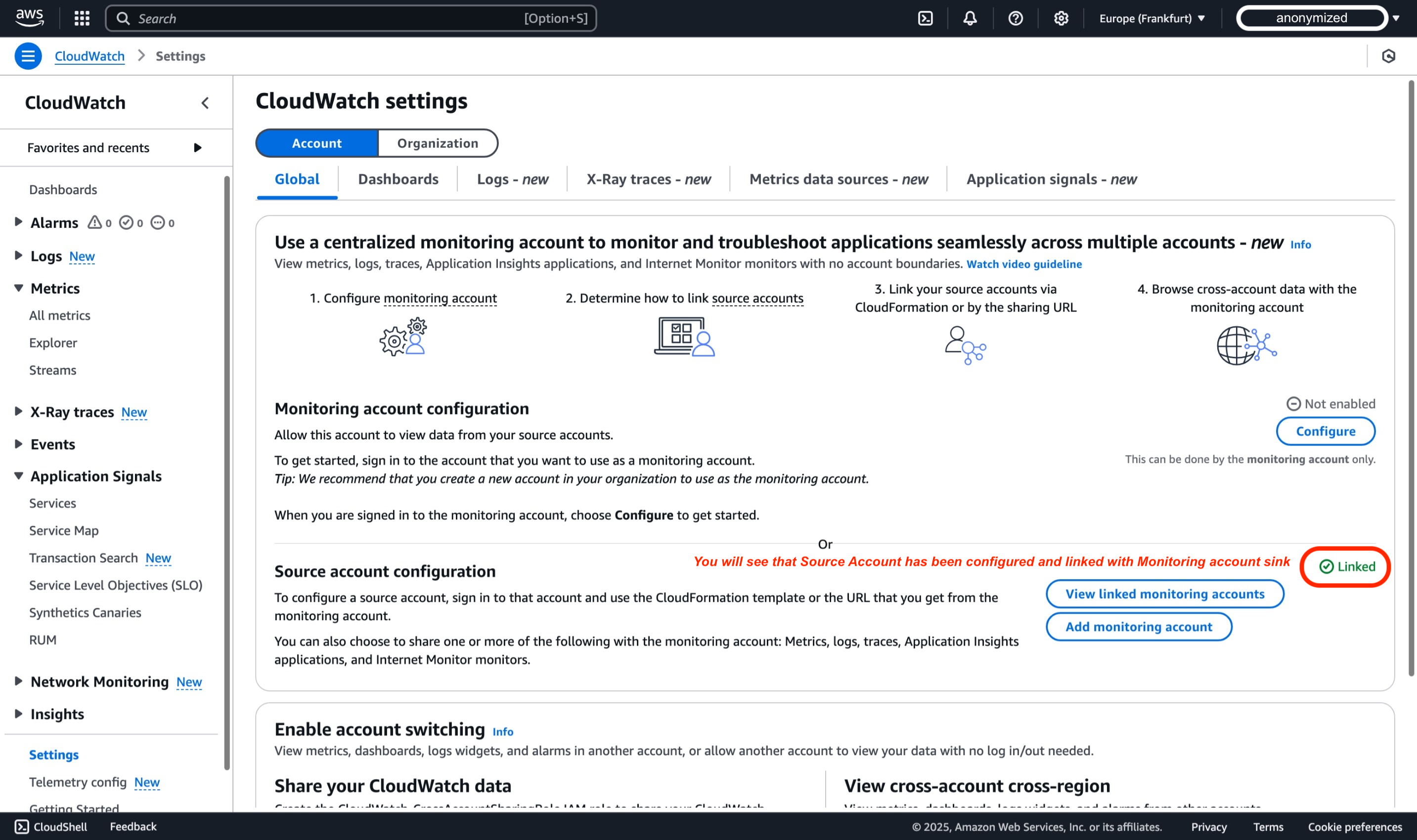 CloudWatch 크로스 계정 Observability 2단계 - 6