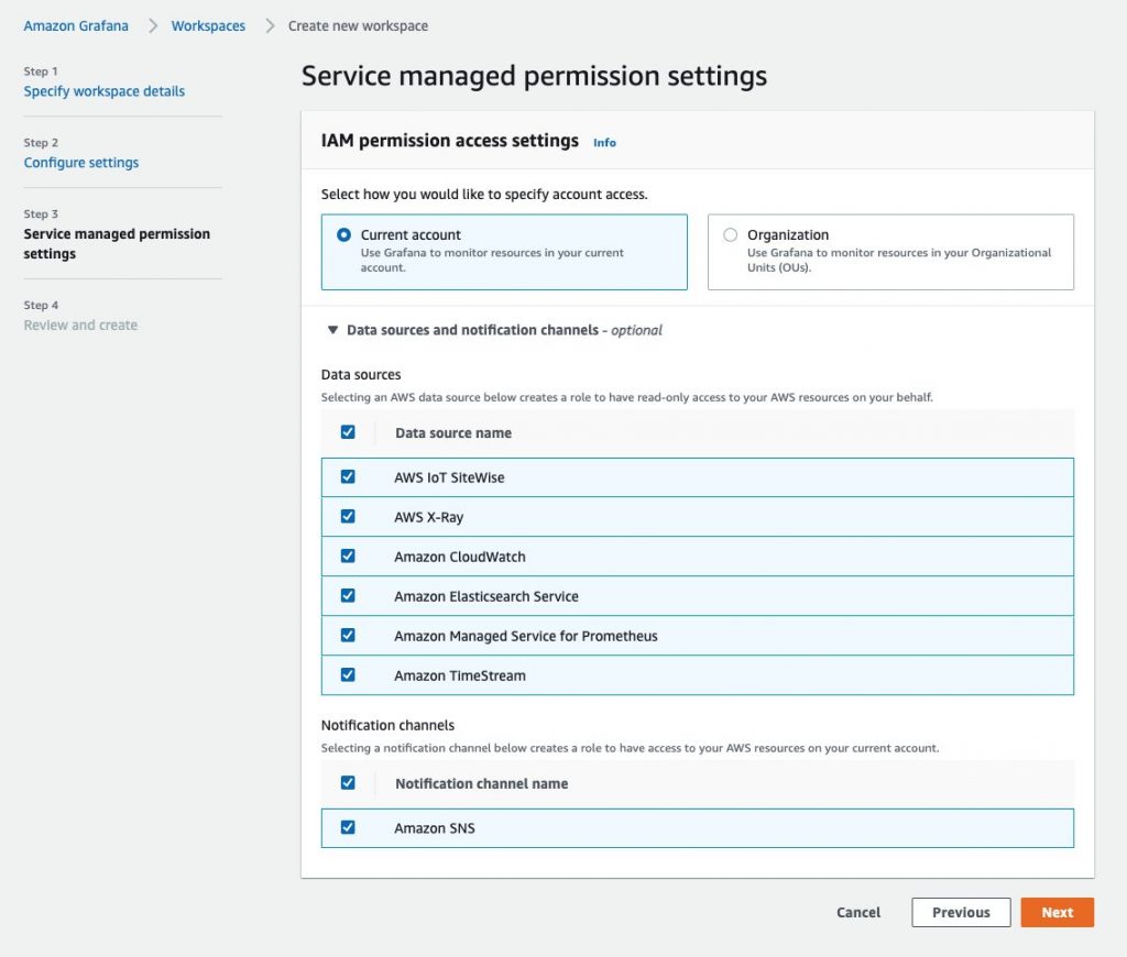 Service managed permission settings
