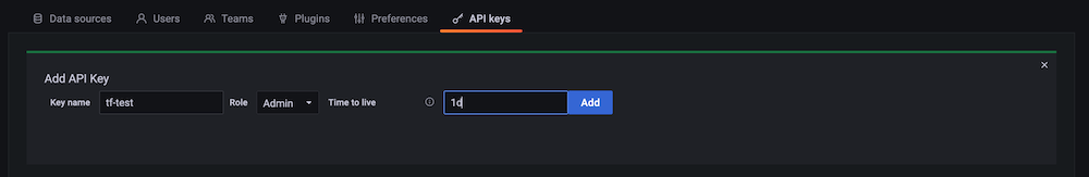 API key creation