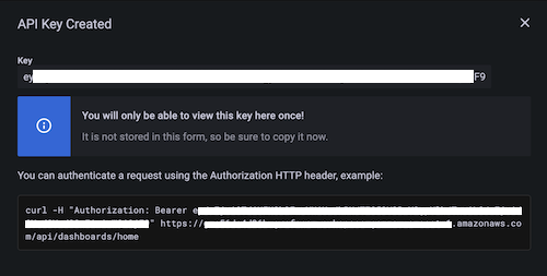 API key result