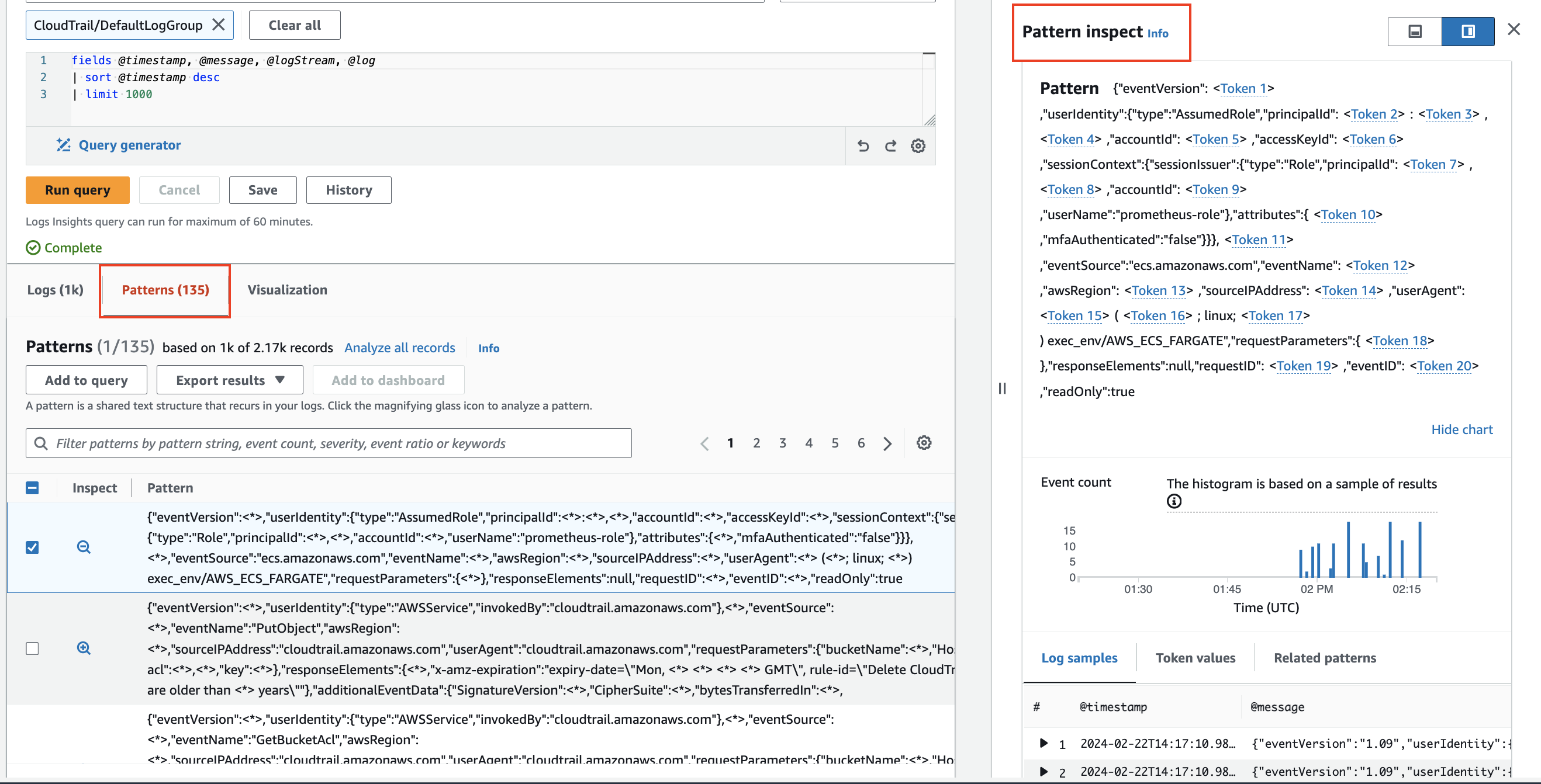 CloudWatch Logs 查询模式示例